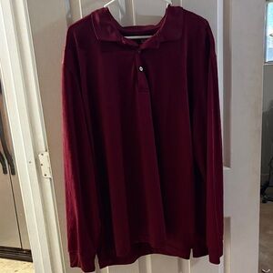 George Deep Red Long Sleeve Polo Shirt